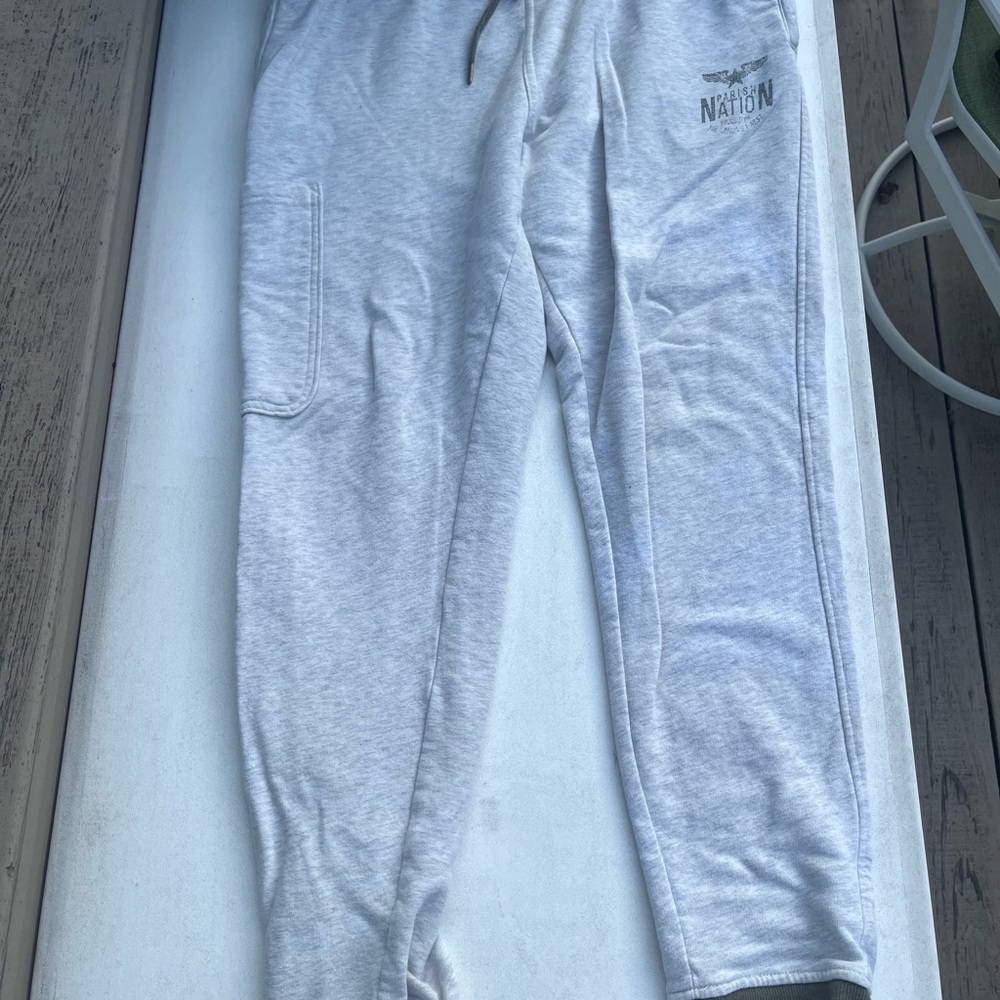 white and green parish nation joggers